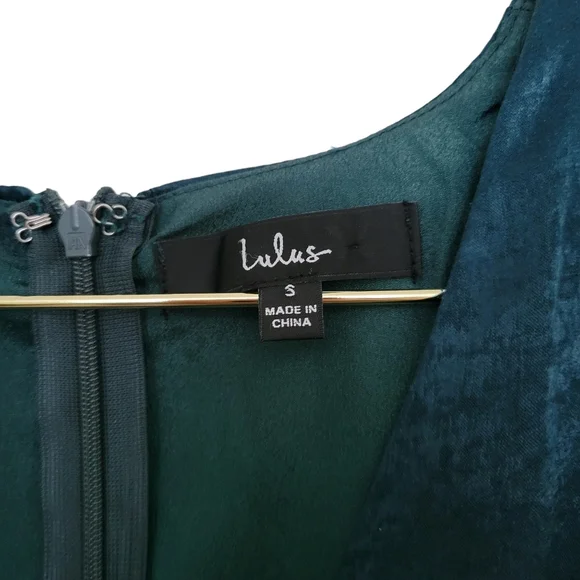 Lulus Wrapped Up In Love Dark Green Satin Faux-Wrap Midi Dress Sz S - Picture 4 of 12